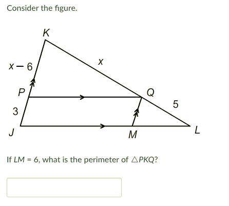 If LM = 6, what is the perimeter of △PKQ?