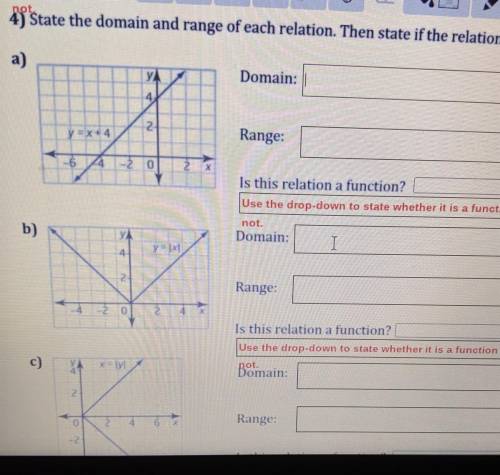 State the domain and range of each relation.then state if the relation is a function​