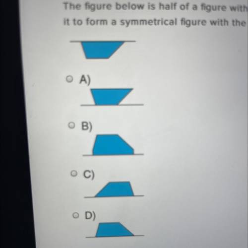 The figure below is half of a figure with its line of symmetry shown. Which figure below will combi