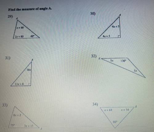 Please help me I don’t know the steps to solving/finding the measure of A (Geometry)