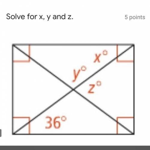 Help plz 20 points 
Solve for x, y, and z.