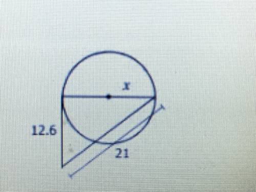 2. Determine the value of x. Assume the segments that appear tangent

are tangent (input numerical