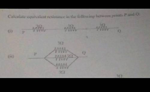 Calculate equivalent resistance in the following between points P and Q​