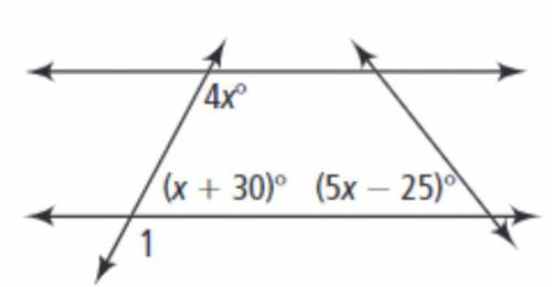 What is the measure of angle 1? 
60
125
45
120