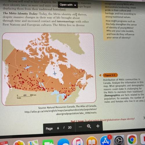 Looking at figure 2-5, what areas of Canada do you think that Métis would have the most difficulty