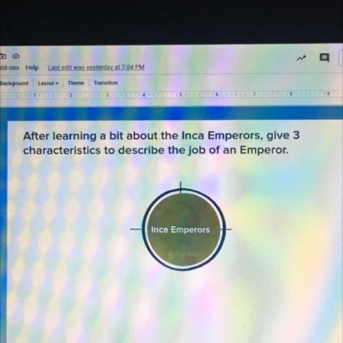After learning a bit about the Inca emperor, give 3 characteristics to describe the job of an emper