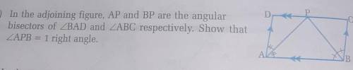 In the adjoining figure

AP and BP are the angular bisectors of angle BAD and angle ABC respective