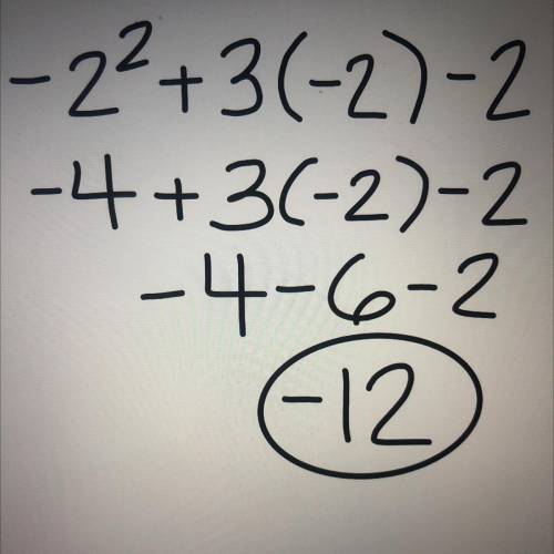 F(-2)=-2²+3(-2)-2 find f(-2)