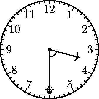 What is the smaller angle formed by the minute and hour hands at 3:30pm?