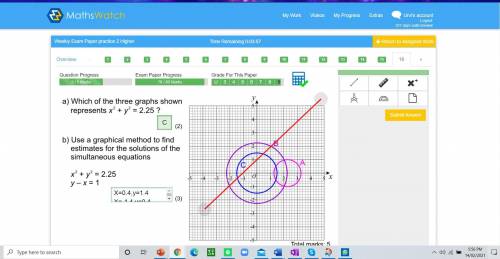 use a graphical method to find estimates for the solutions of the simultaneous equations x^2+y^2=2.
