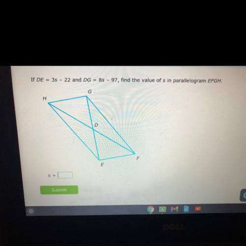 Find s in the parallelogram