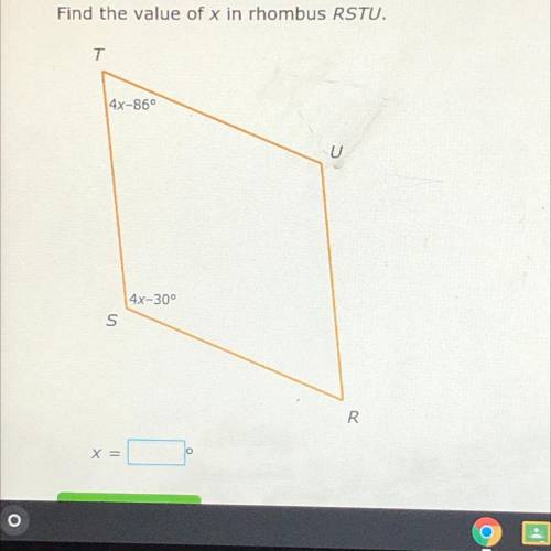 Find the value of x in the rhombus