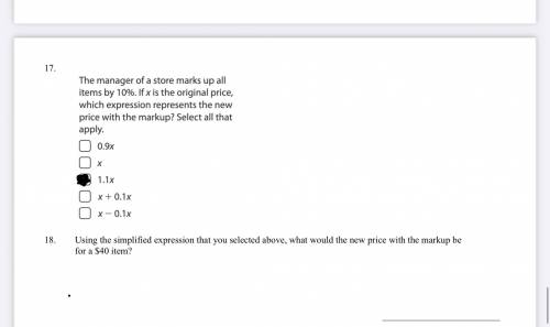 Please answer question 18 using the information above.