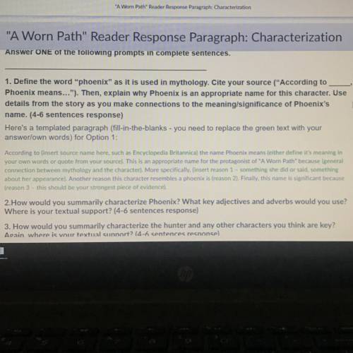 Please help me answer “a worn path” question please help me for the first question I have to use th