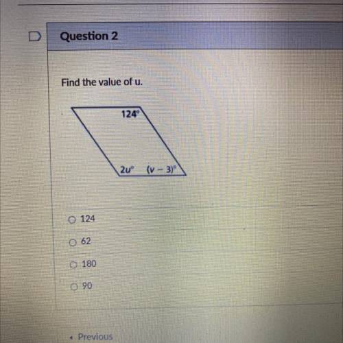Please I need help. 
Find the value of u.