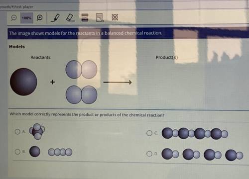 The image shows models for the reactants in a balanced chemical reaction.

Models
Reactants
Produc