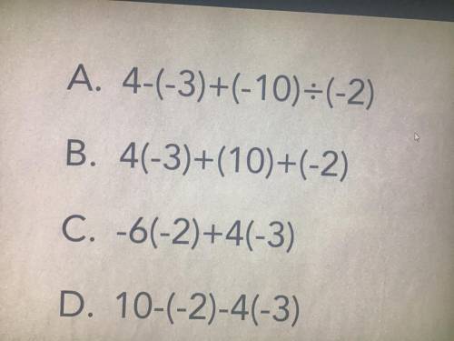Which expression has the value of 12?
