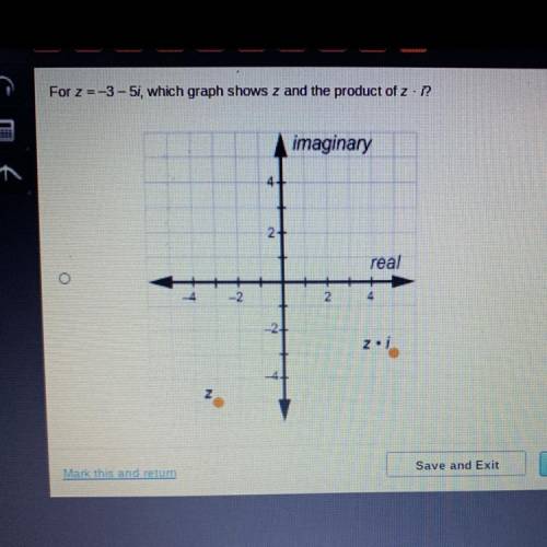 For z=-3-5i, which graph shows z and the product z•i?