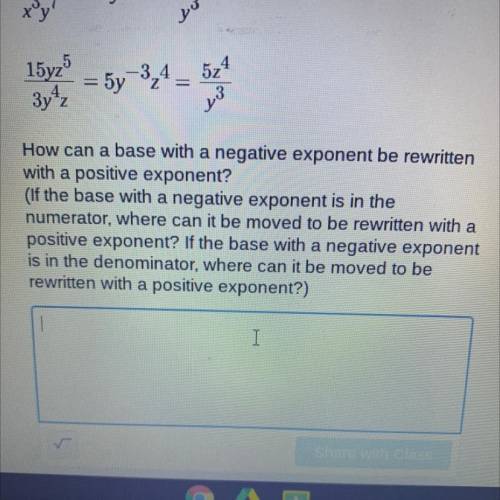 How can a base with a negative exponent be rewritten with a positive exponent?