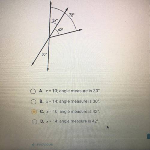 Find the value of x and the measure of the angle labeled 3x”.