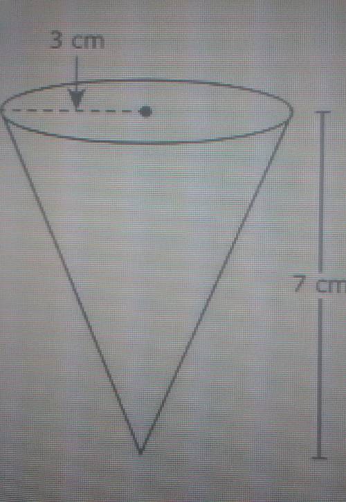 A cone and it's dimensions are shown in the diagram. Which measurement is the closest to the volume