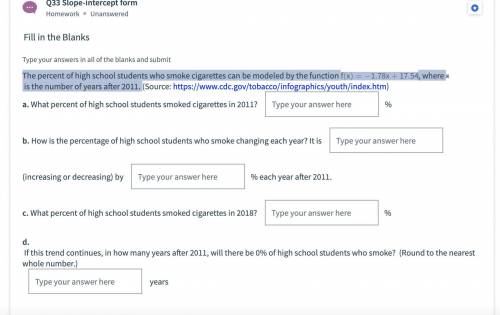 The percent of high school students who smoke cigarettes can be modeled by the function