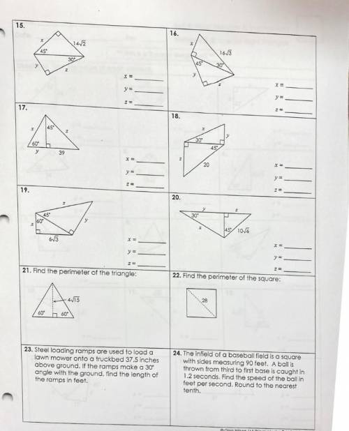 Unit 8 right triangles and trigonometry homework 2 special right triangles
