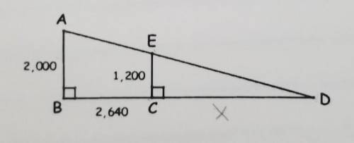 3. In the figure below, E is on AD and C is on BD. The dimensions given are in meters. What is the