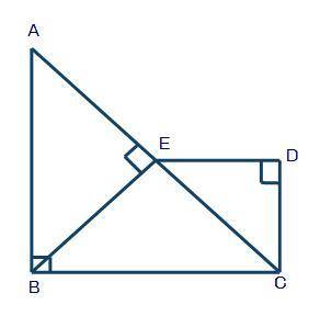 Look at the figure below:

Triangle ABC has measure of angle ABC equal to 90 degrees. E is a point