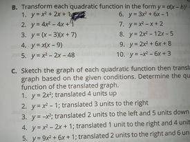 Quadratic function answer it now pls for pointsss :)