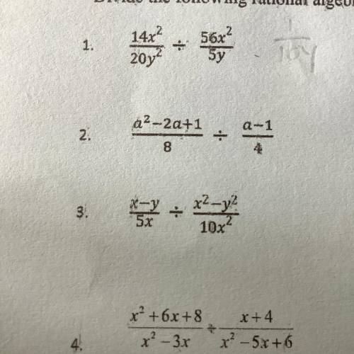 Divide rational algebraic expression