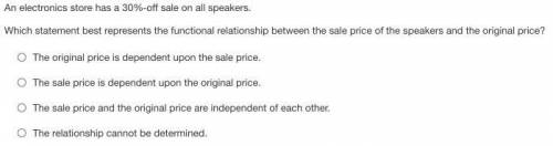 Which statement best represents the functional relationship between the sale price of the speakers
