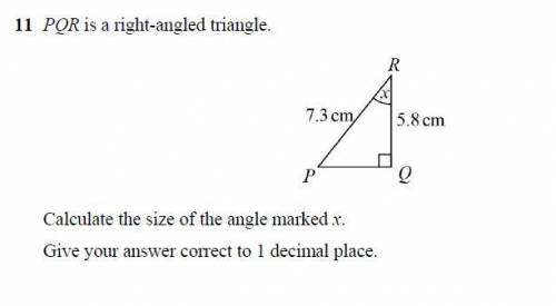 PQR is a right angled triangle calculate the size of angle marked x