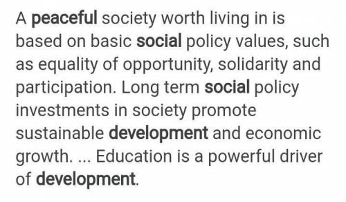 Peace is the foundation of social development.why?​