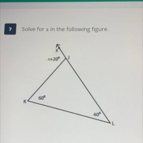Solve for x in the following figure