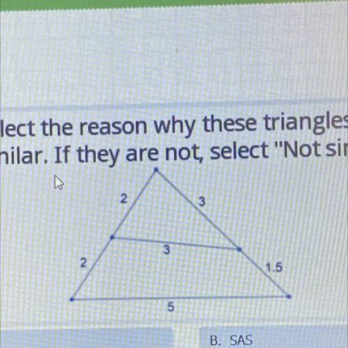 Select the reason why these triangles are

similar. If they are not, select Not similar.
B. SAS