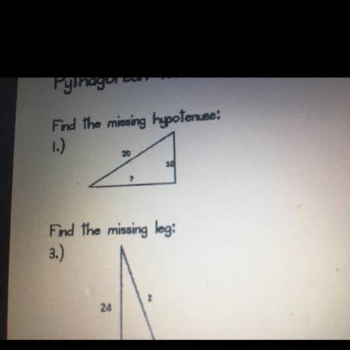 Find the missing hypotenuse:
How