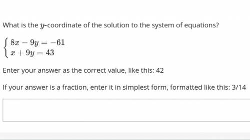 What is the y- coordinate of the solution to the system of equations?