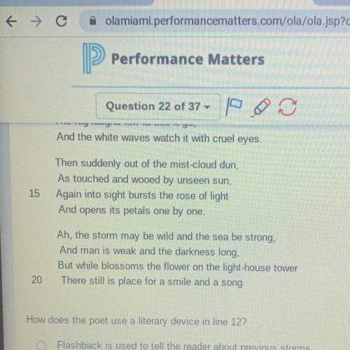 How does the poet use a literary device in line 127

O Flashback is used to tell the reader about