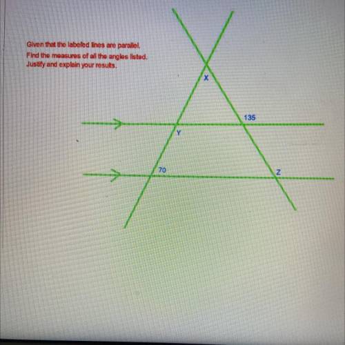 Help me Geometry 
Find the measures of the angles and if the lines are parallel explain why?