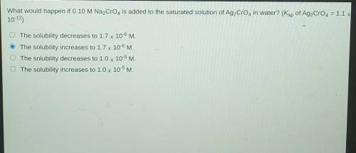 What would happen if 0.10 M Na2CrO4 is added to the saturated solution of Ag2Cro4 in water? (Ksp of