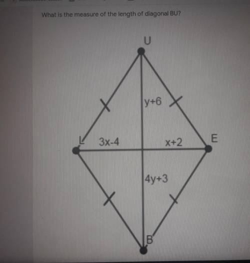 What is the measure of the length of diagonal BU​
