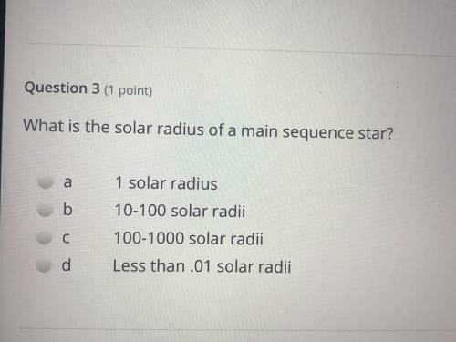What is the solar radius of a main sequence star?