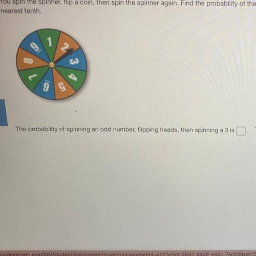 What is the probability of spinning a odd number, flipping heads, then spinning a 3?