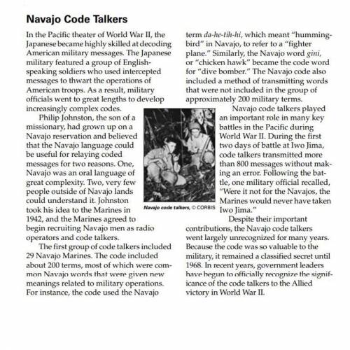 Who good in history? Free Brainliest and point

#1 how did code talkers develop the original Navaj