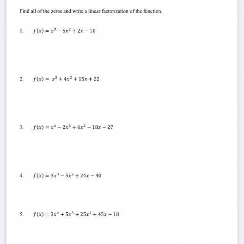 Find all of the zeros and write a linear factorization of the function