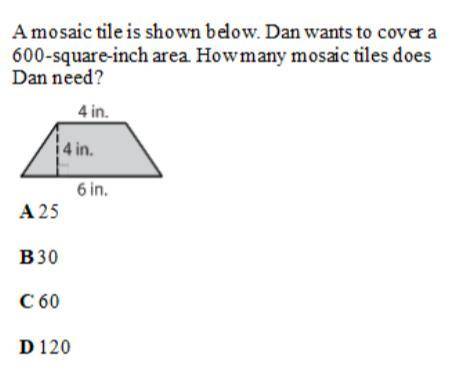 A mosaic tile is shown below. Dan wants to cover a 600-square-inches area. How many mosaic tiles do
