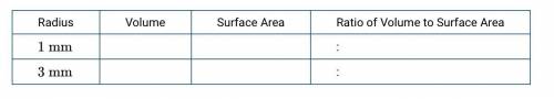 PLEASE HELP! (c) Complete the table to represent the relationship between volume and surface area o