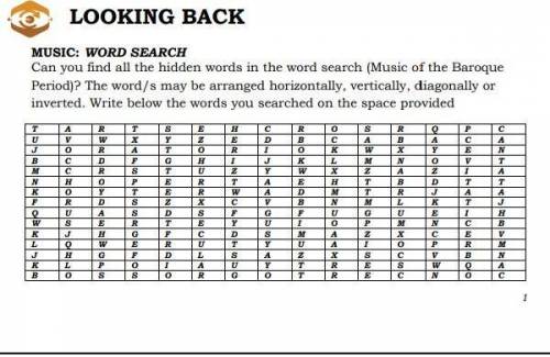 MUSIC: WORD SEARCH

Can you find all the hidden words in the word search (Music of the Baroque Per