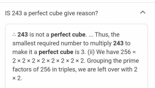243 is a perfect cube or not and reason full​